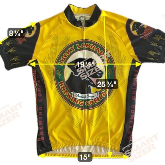 LUCKY LABRADOR Brewing Jersey Mens Medium Yellow Black Cycling Activewear Racing - Picture 3 of 3